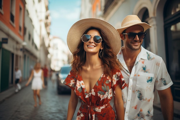 Pareja viajando en verano