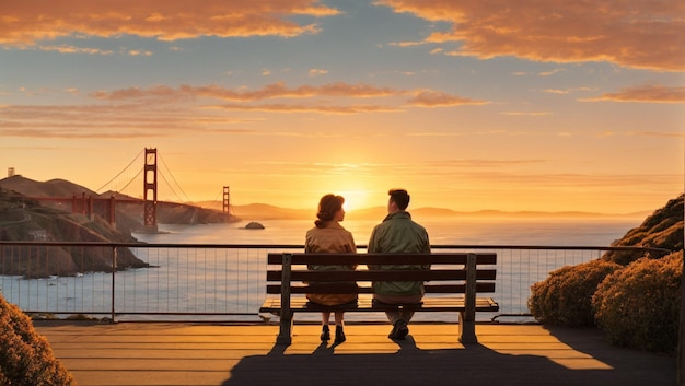 pareja viendo el atardecer