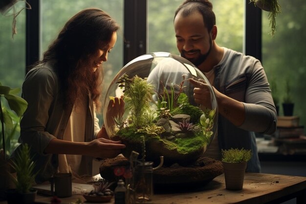 Parejas que crean plantas para el Día de San Valentín Terrariu 00178 01