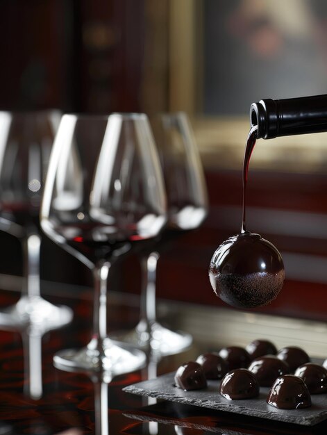 Foto pares perfeitos de vinho e chocolates artesanais