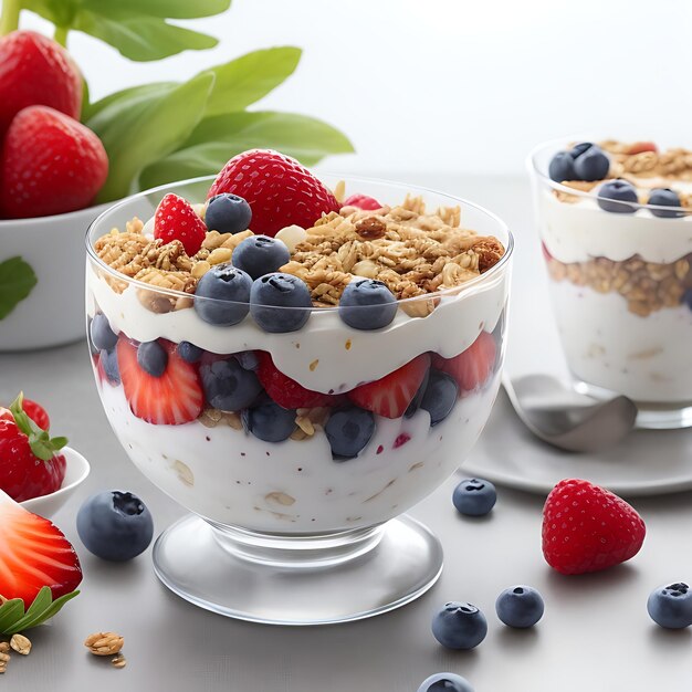 Parfait de Iogurte com Frutas e Granola