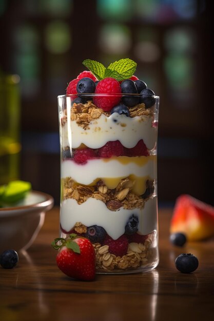 Parfait de Iogurte de Berry em Camadas com Granola