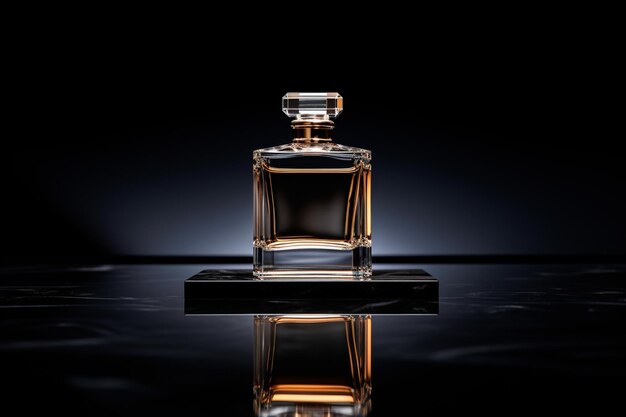 Parfümflasche oder Whiskyflasche im eleganten Stil auf einem Hintergrund im Mockup-Stil
