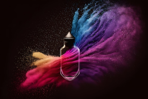 Parfümflasche Spritzer farbiger Sandfarbe Neuronales Netzwerk erzeugte Kunst