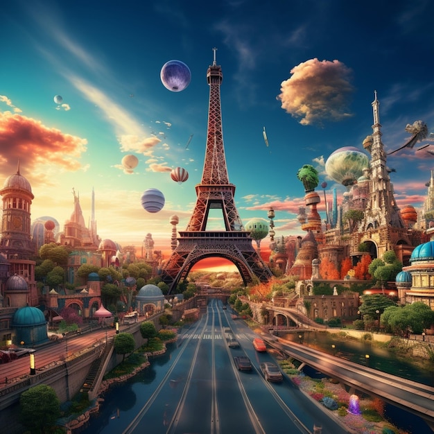 Paris Fantástica Voo de Sonhos Aloft Imagens geradas por IA