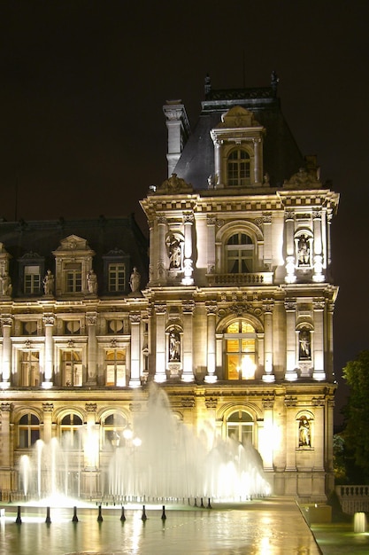 Paris Frankreich 21. August 2005 Pariser Rathaus bei Nacht