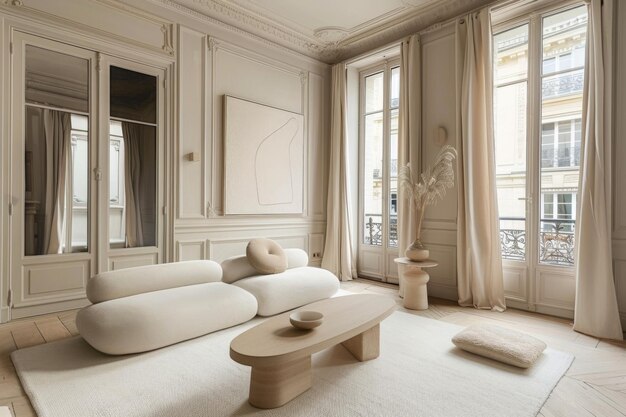 Pariser Minimalistische Innenarchitektur eines modernen Pariser Hauses