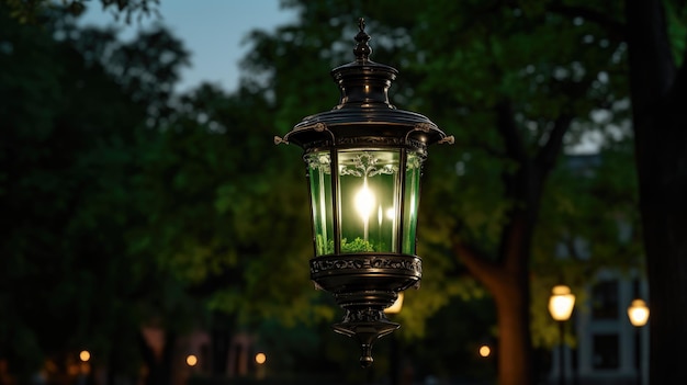 Parkbeleuchtung Diese eleganten Lampenpfosten in grünen öffentlichen Räumen schaffen ein historisches und ruhiges Ambiente, das perfekt ist, um die Schönheit von Stadtparks und Gehwegen zu verbessern