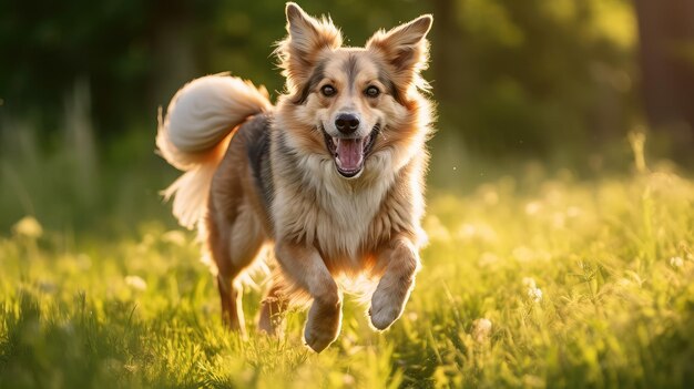 Parkhund, der im Gras rennt