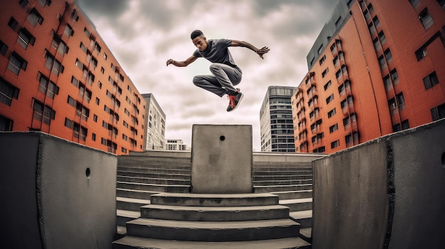 Foto parkour atleta foto realista ilustración generativa ai