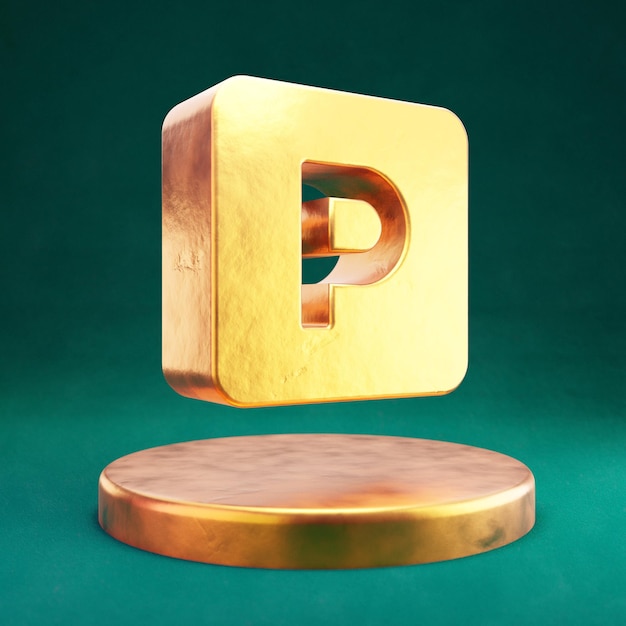 Parkplatz-Symbol. Fortuna Gold Parking Symbol mit Tidewater Green Hintergrund. 3D-gerendertes Social Media-Symbol.