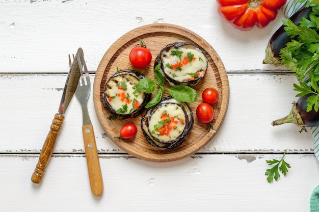 Parmigiana di melanzane Gebackene Auberginen-Tomaten und Käse Italien-Sizilien-Cousine Draufsicht