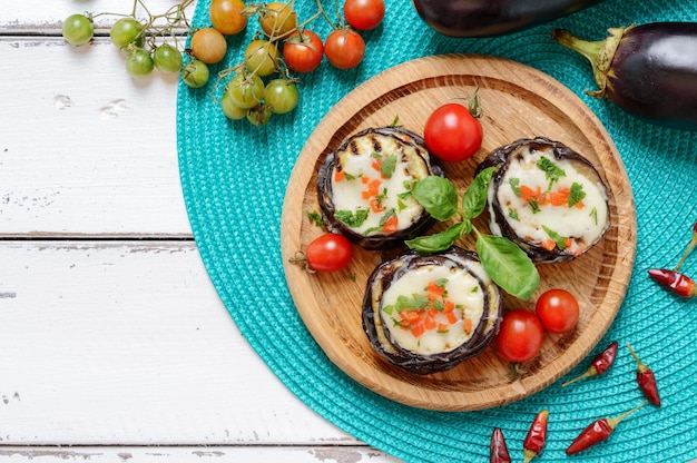 Parmigiana di melanzane Gebackene Auberginen-Tomaten und Käse Italien-Sizilien-Cousine Draufsicht