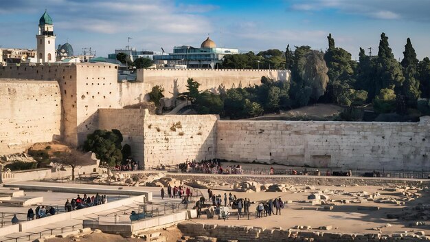 Foto parque arqueológico na muralha sul de jerusalém