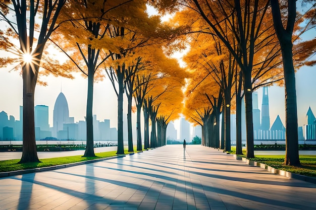 Foto parque en el centro financiero de lujiazui