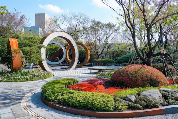 Foto parque conmemorativo de la expo 70 en la primavera en osaka, japón