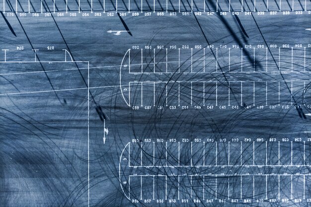 Parque de estacionamento sem carros vista de cima