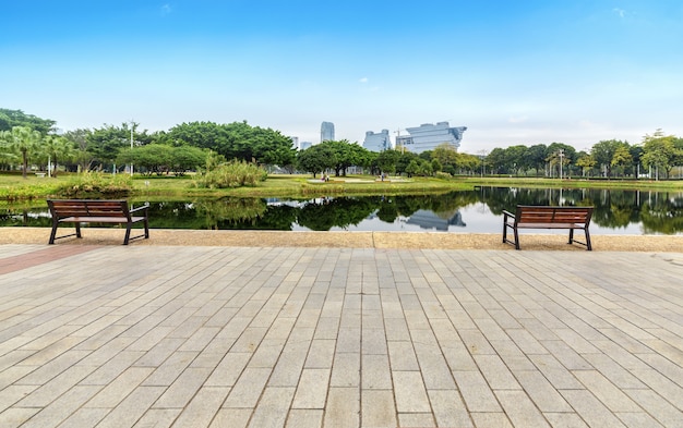 Parque de zonas húmidas com lago em Guangzhou, China