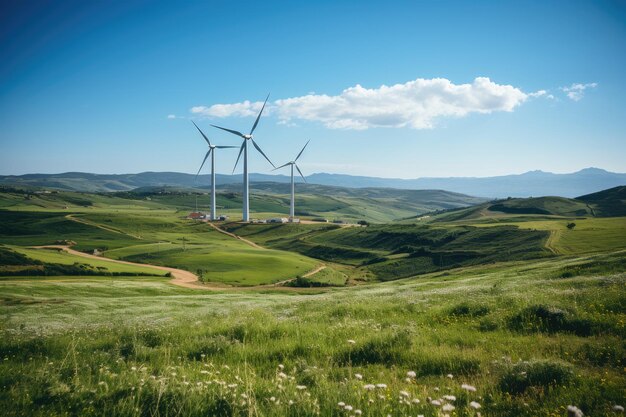 Parque Eólico EcoInnovador em meio à natureza generativa IA