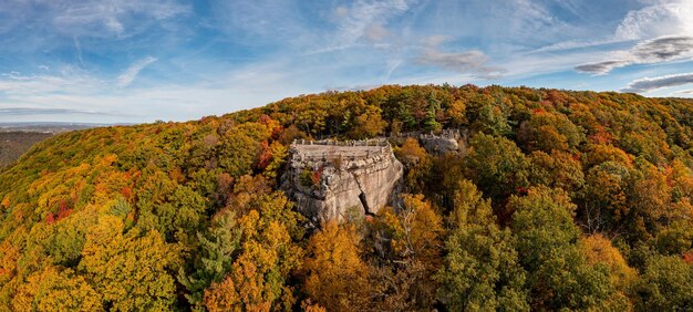 El parque estatal Coopers Rock tiene vistas al río Cheat en Virginia Occidental con colores de otoño