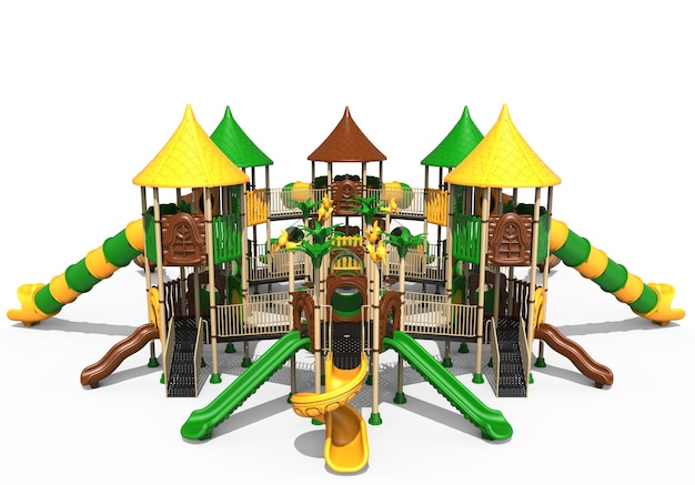 Parque infantil realista 3D isolado no fundo branco