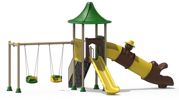 Parque infantil realista 3D isolado no fundo branco