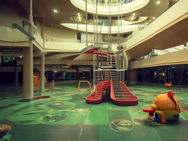 parque infantil sem ninguém nostálgico infantil no centro comercial imagem realista download