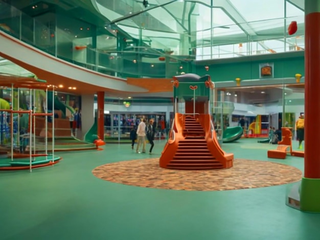 parque infantil sem ninguém nostálgico infantil no centro comercial imagem realista download