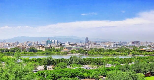 Foto parque jingshan, panorama arriba en la capital de china, la ciudad de beijing.