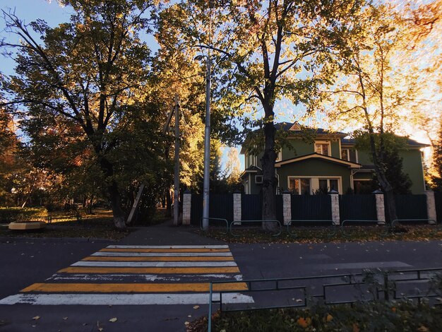 Parque junto a edificios en la ciudad durante el otoño
