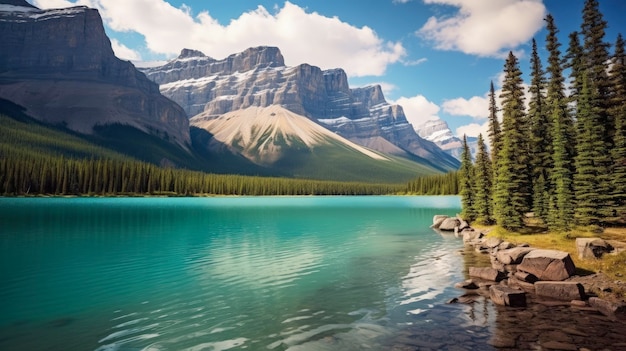 Parque Nacional Banff Canadá lagos turquesas picos montañosos Creado con tecnología de IA generativa