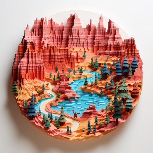 Parque Nacional Bryce Canyon, Utah, EUA, com embarcações em 3D e fundo isolado