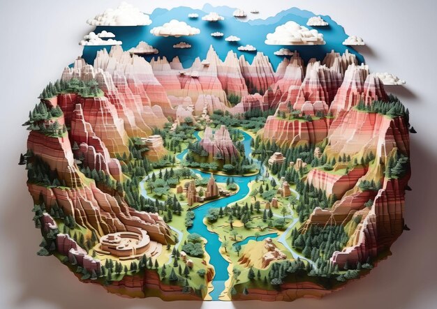 Parque Nacional Bryce Canyon, Utah, EUA, com embarcações em 3D e fundo isolado