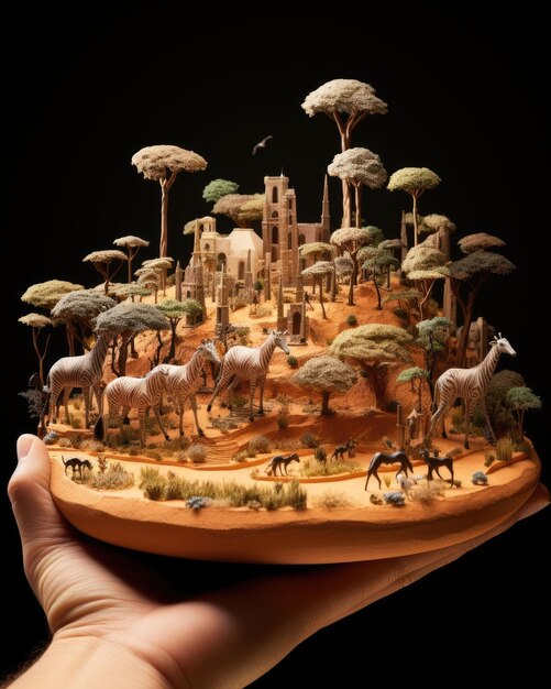 Foto parque nacional do serengeti de mara e serengeti tanzânia com artesanato 3d e fundo isolado