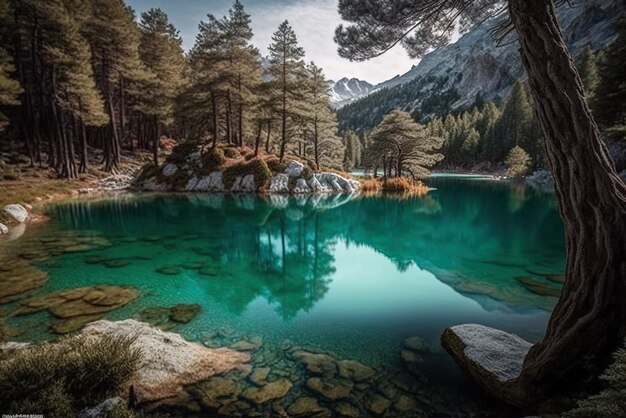 Foto parque nacional espanhol aiguestortes i estany de sant maurici com seu lindo lago