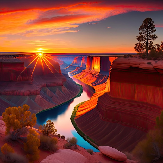 Parque Nacional del Gran Cañón al atardecer Hermoso paisaje