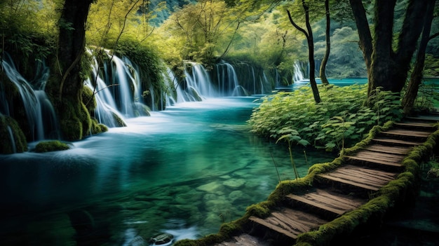 El parque nacional de los lagos de Plitvice, Croacia, creado con tecnología de IA generativa