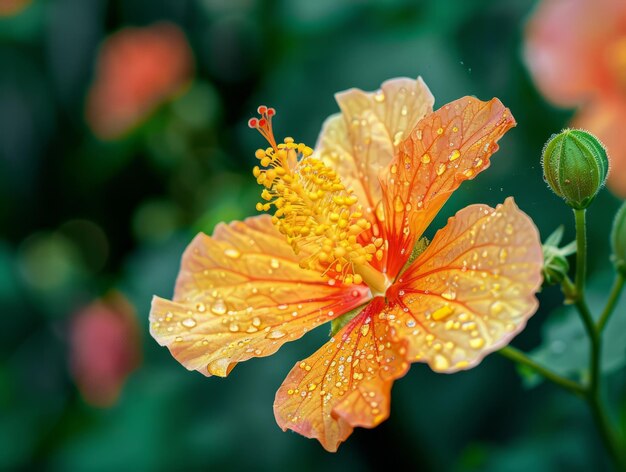 El parque naranja captura la belleza de una vieja flor de naranja en el polen amarillo AR 43