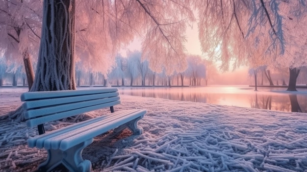 Parque en la nieve del invierno