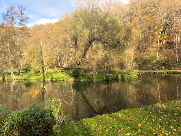 Foto parque de ocio verde bois des reves con lago en ottignie louvain la neuve provincia de brabante valón