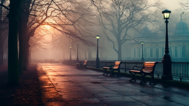 Parque oscuro por la noche