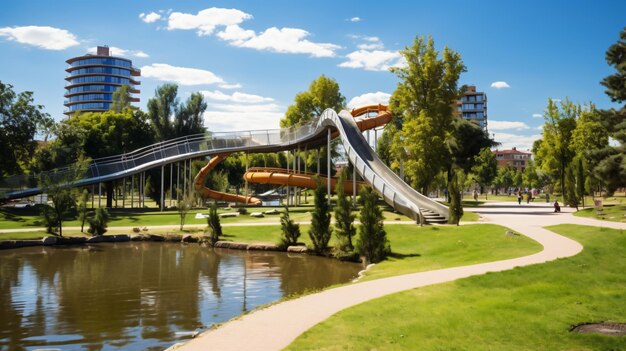 Foto parque sazova com um céu azul brilhante