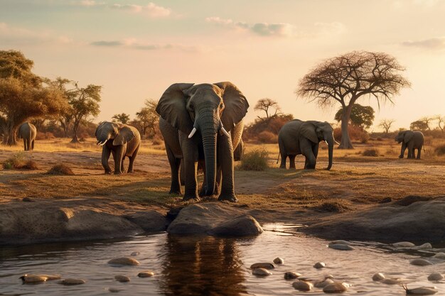 Foto parques nacionales hwange diversidad de vida silvestre de generative ai