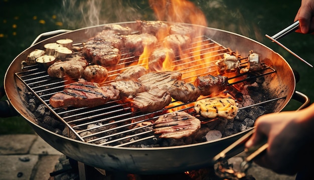 La parrilla en una barbacoa