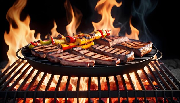 Una parrilla con filetes cocinados en ella