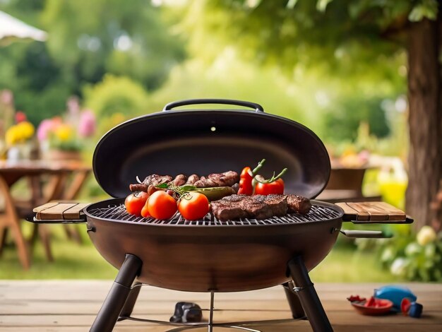 una parrilla con un montón de verduras y una botella de ketchup en la parte superior