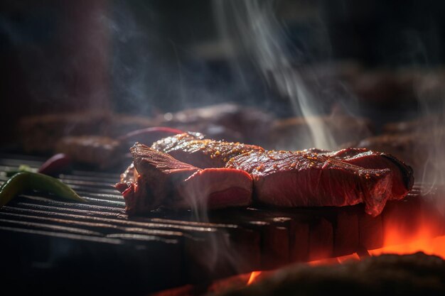 Una parrilla de la que sale humo