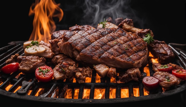 parrilla con una variedad de carnes