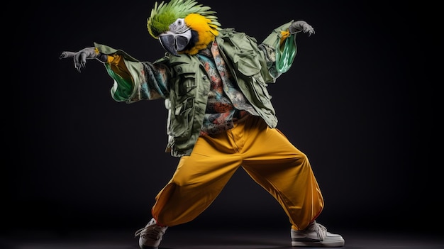 Parrot Breakdancer Un retrato audaz e inspirado en el manga en estilo hip hop