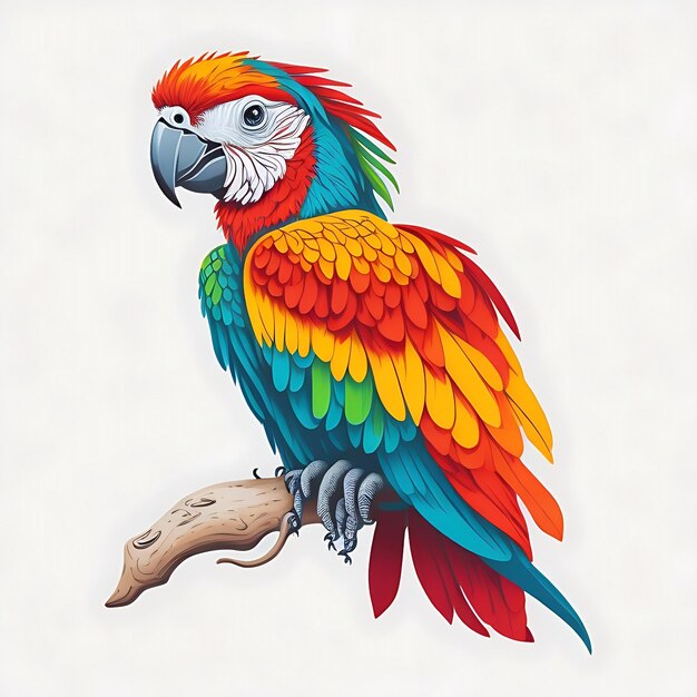 Parrot-T-Shirt-Design Detaillierte farbenfrohe Vektorgrafik mit einer niedlichen Kontur und lebendigen T-Shirts